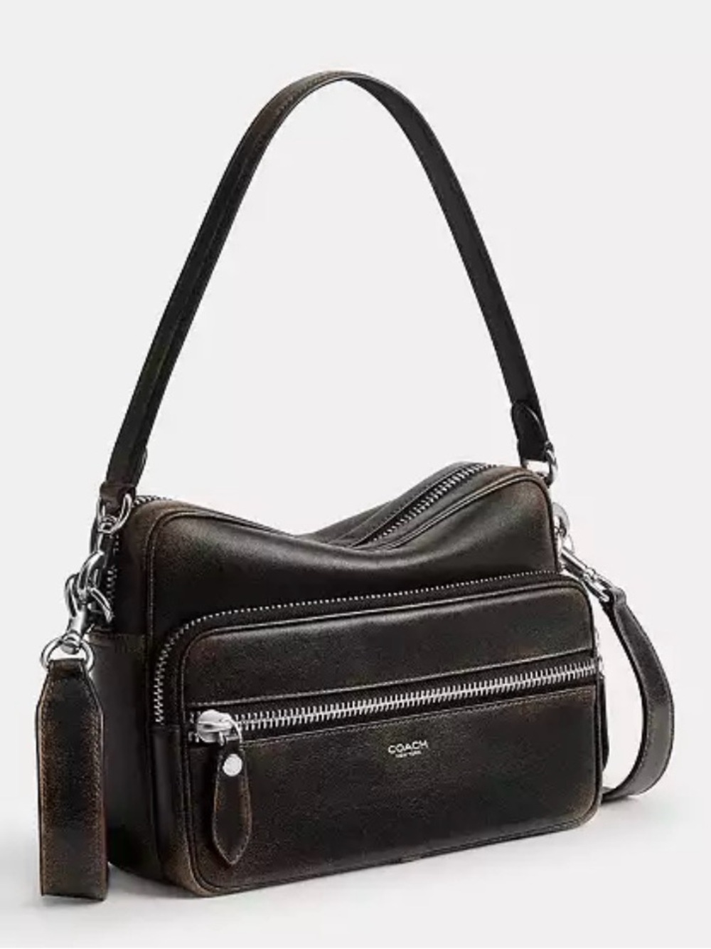 NEW Coach Dakota Crossbody or Shoulder Bag in Loved Leather Black Light Tan